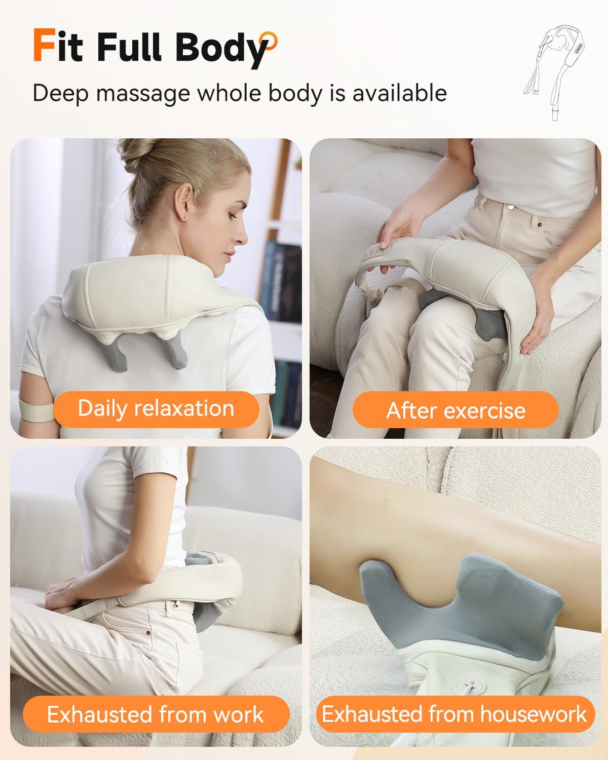 LEFITY Nackenmassagegerät mit Wärme, Nackenmassagegerät zur Schmerzlinderung, Nackenstresslinderung,