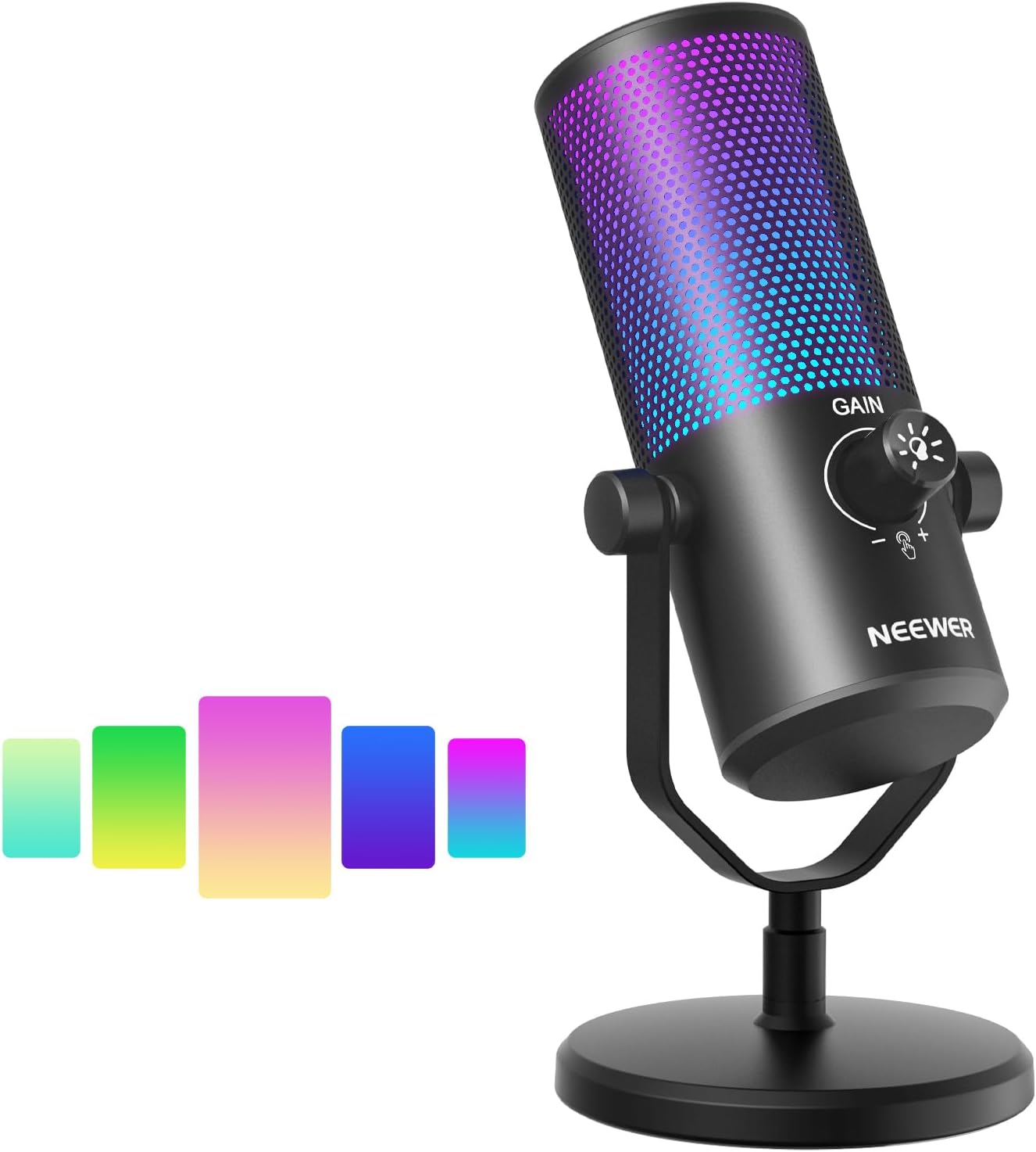 NEEWER Gaming-Mikrofon, Mirco USB mit RGB-Lichteffekt,Plug & Play, für PC Mac PS4 PS5