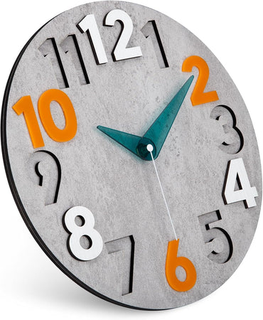 NESIFEE Wanduhr Ohne Tickgeräusche, Wanduhr Holz Lautlos, Moderne Wanduhren Römische Ziffern Quarz Batteriebetriebene Wanduhr