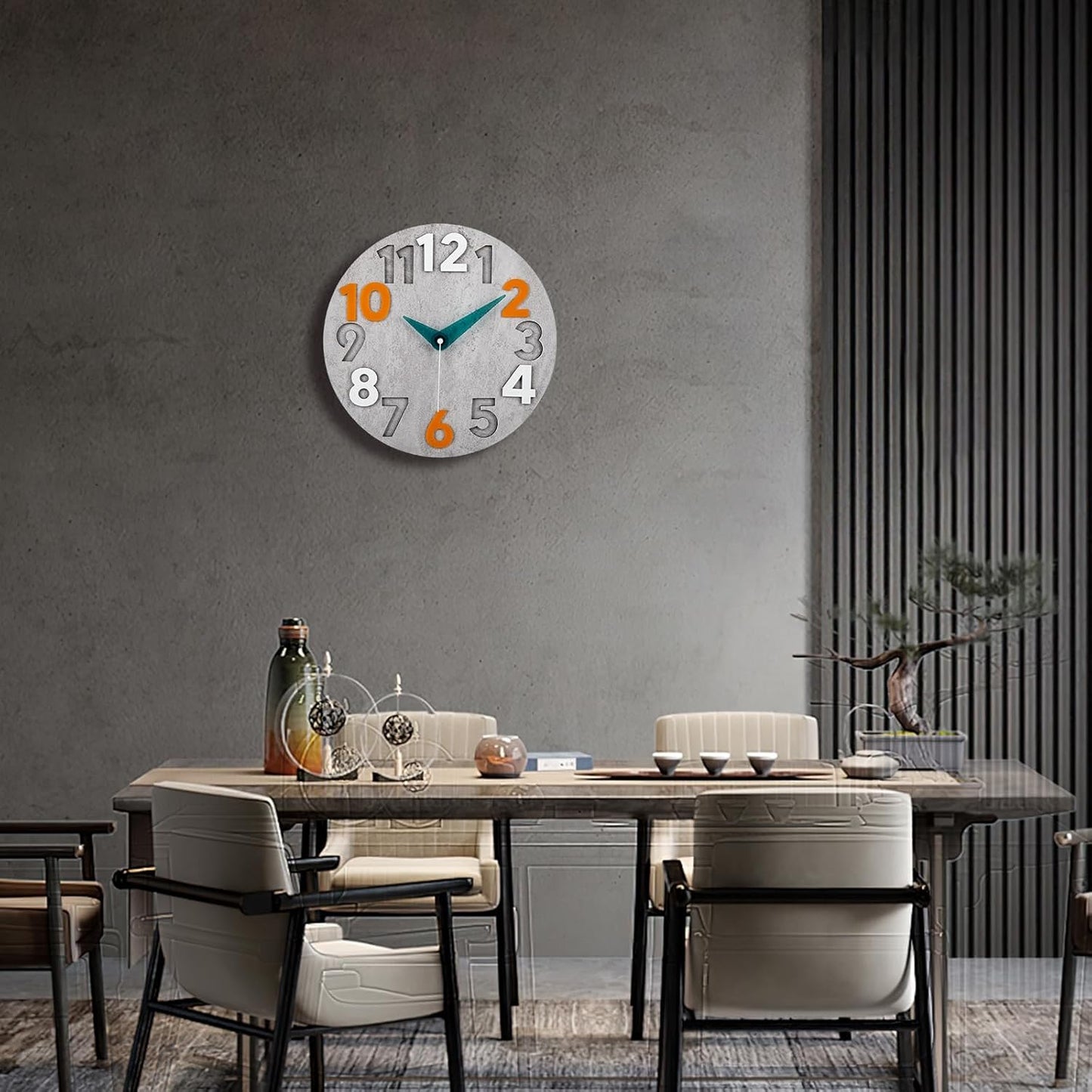 NESIFEE Wanduhr Ohne Tickgeräusche, Wanduhr Holz Lautlos, Moderne Wanduhren Rötische Ziffern Quarz Batteriebetriebene Wanduhr