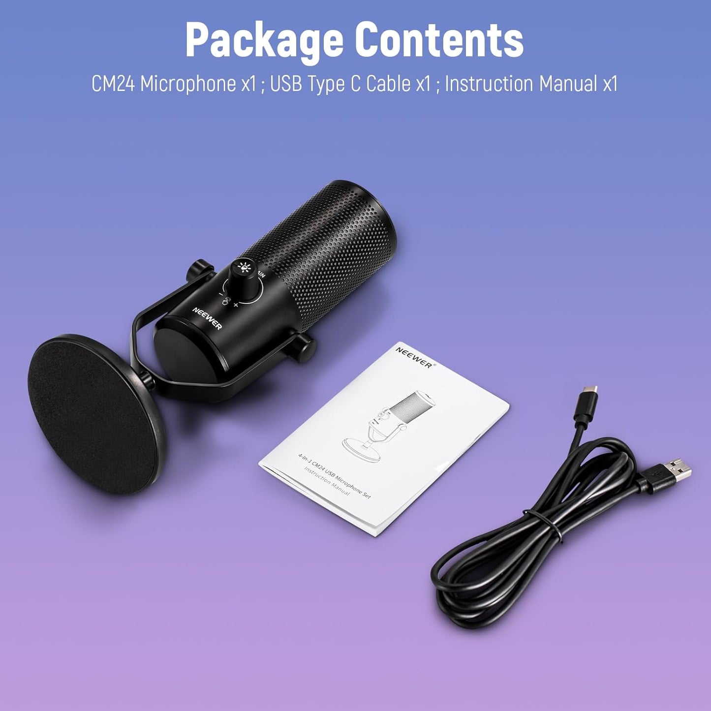 NEEWER Gaming-Mikrofon, Mirco USB mit RGB-Lichteffekt,Plug & Play, für PC Mac PS4 PS5