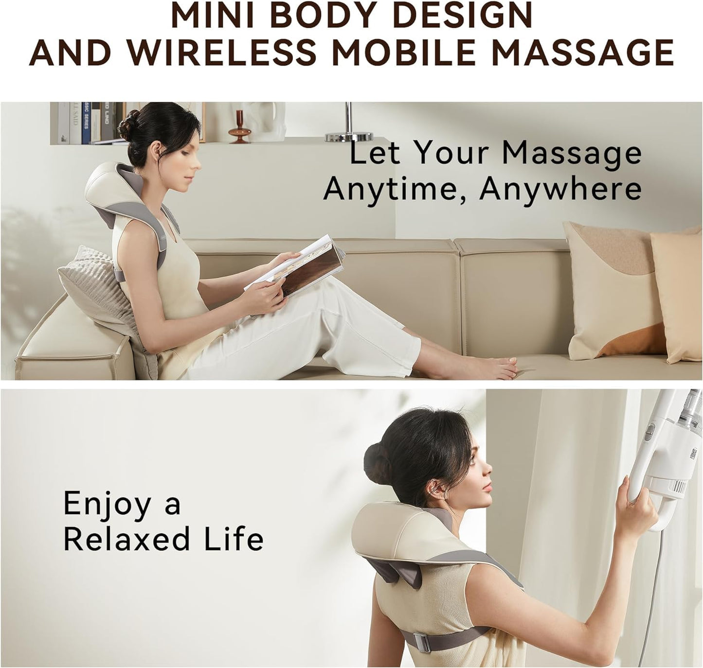 Nackenmassagegerät, 5D Shiatsu-Massagegerät für Rücken, Schultern und Nacken mit Wärme