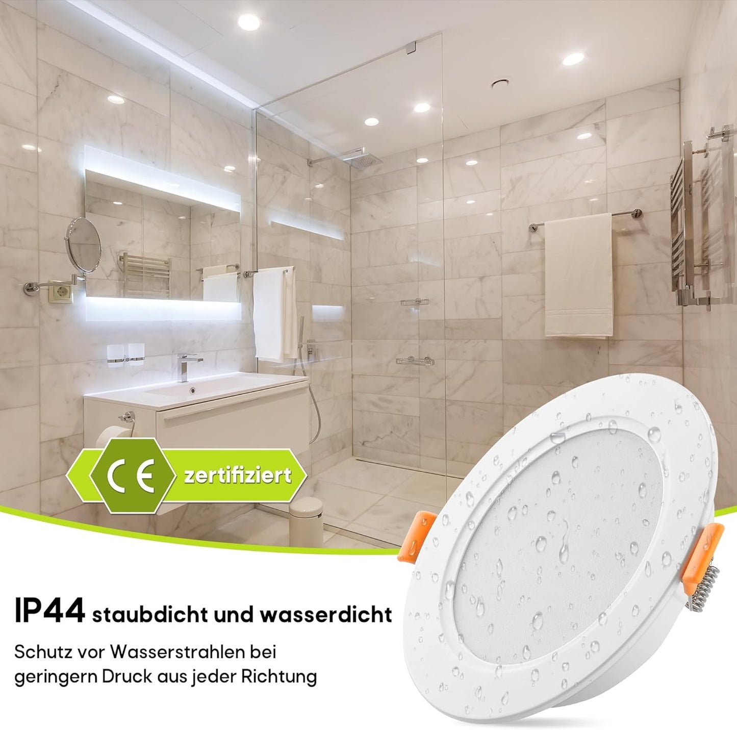 NITENSLAB LED Einbaustrahler 230v 7W 510lm,Spots Deckenleuchte IP44 4000K (12er Set)