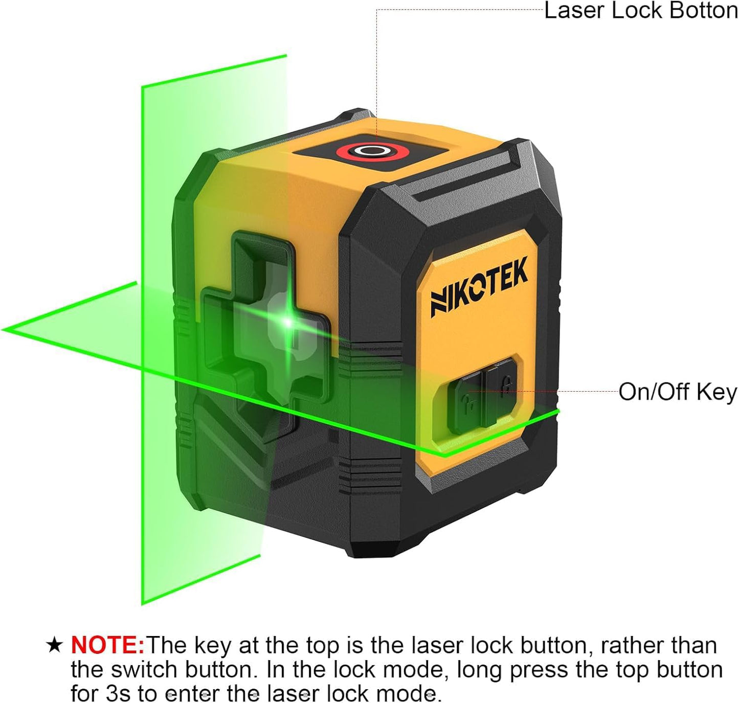 NIKOTEK Kreuzlinienlaser, Laser Wasserwaage kein Stativ (Vertikale/Horizontale Grün Laser, 15 m,Schutztasche)