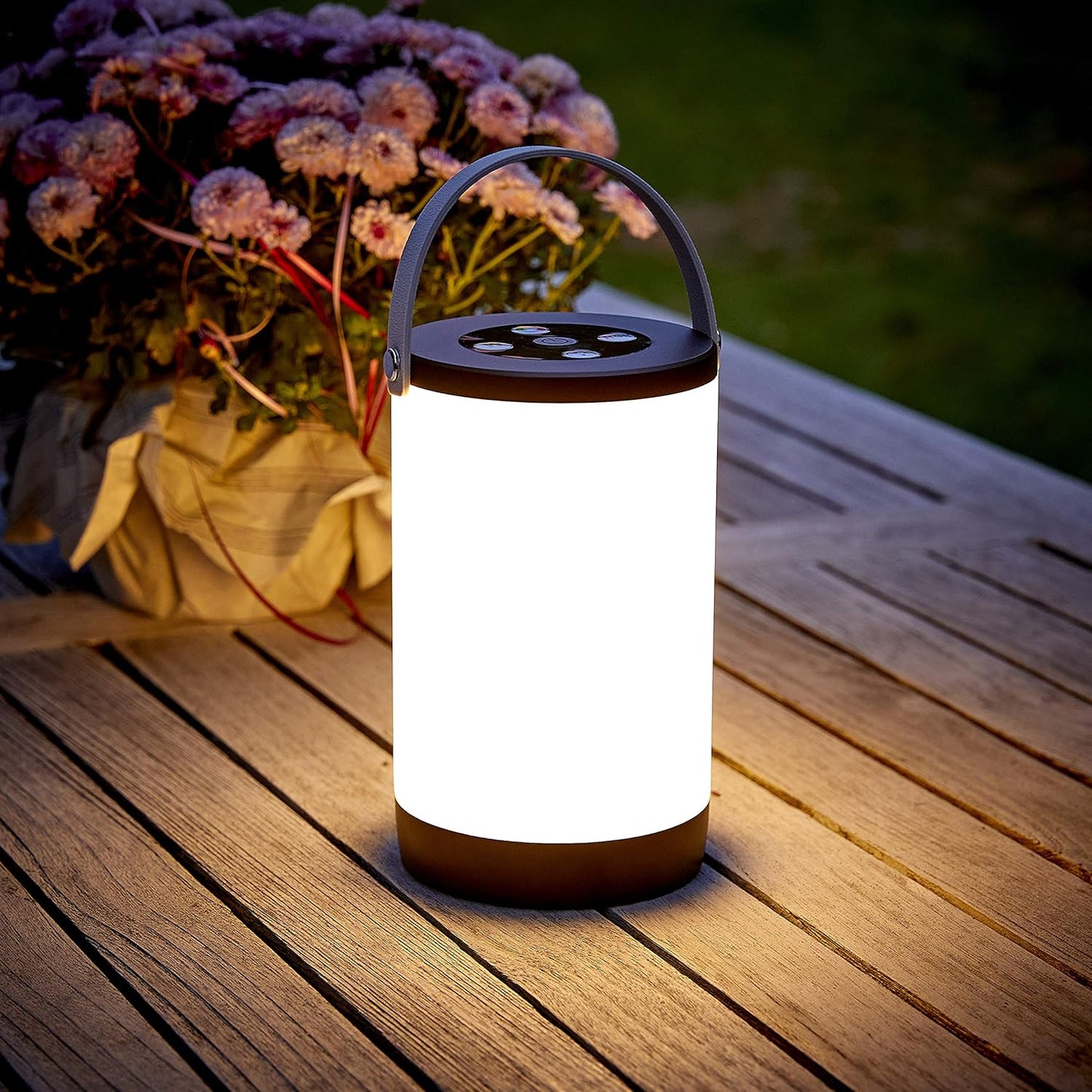 Northpoint LED Tischlampe Nachttischlampe Laterne Outdoor Lampe mit Tragegriff Farbwechsel Warmweiß (Noir/Grau)