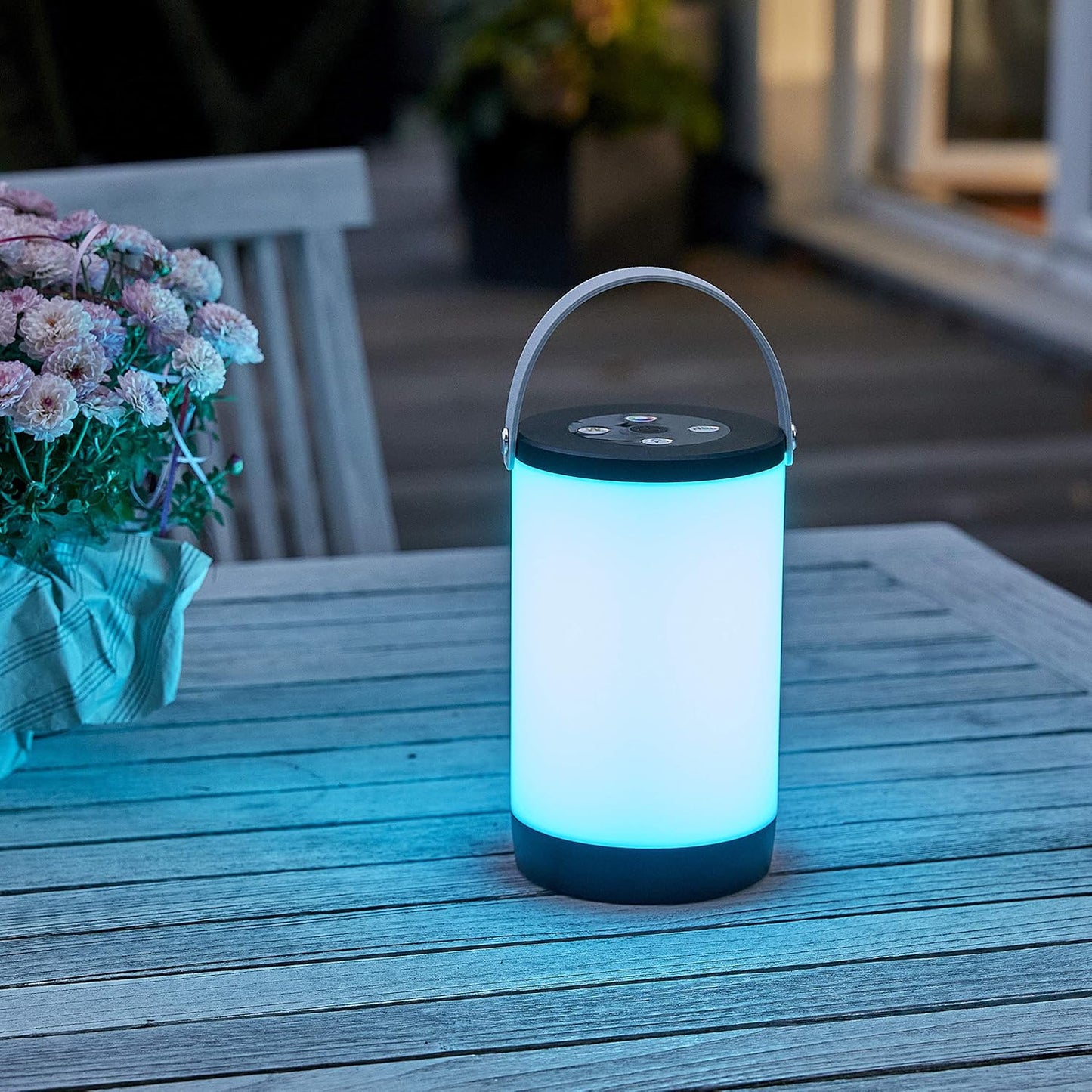 Northpoint LED Tischlampe Nachttischlampe Laterne Outdoor Lampe mit Tragegriff Farbwechsel Warmweiß (Noir/Grau)