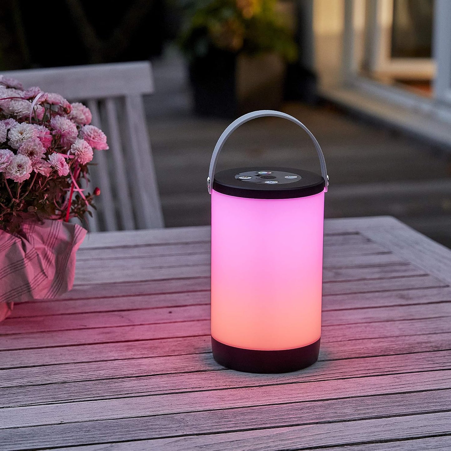Northpoint LED Tischlampe Nachttischlampe Laterne Outdoor Lampe mit Tragegriff Farbwechsel Warmweiß (Noir/Grau)