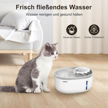 NPET Katzenbrunnen mit Sensor, 2L Trinkbrunnen für Katze mit LED-Licht, Trinkbrunnen für Katzen und Hunde mit Ultraleise Pumpe