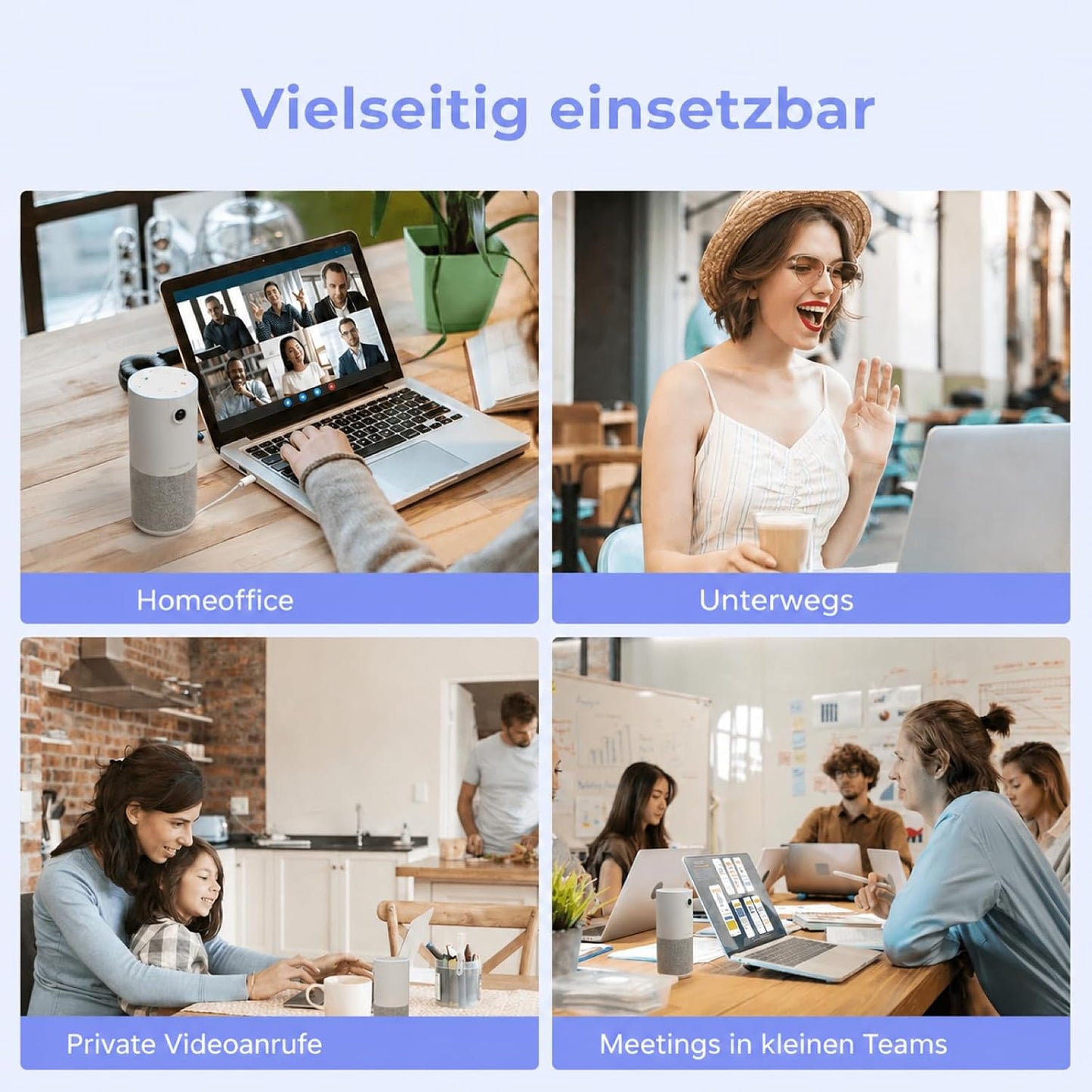 NUROUM Videokonferenz-Webcam mit Mikrofon&Lautsprecher, C10 1080P Kamera