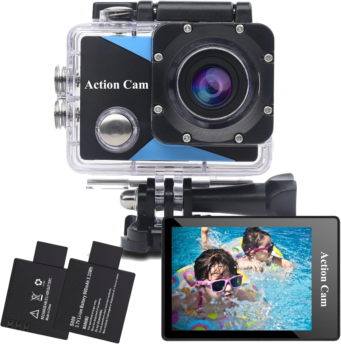 Nvgfelis Action Cam FHD 1080P, 140 Grad,Unterwasserkamera 30M wasserdicht,