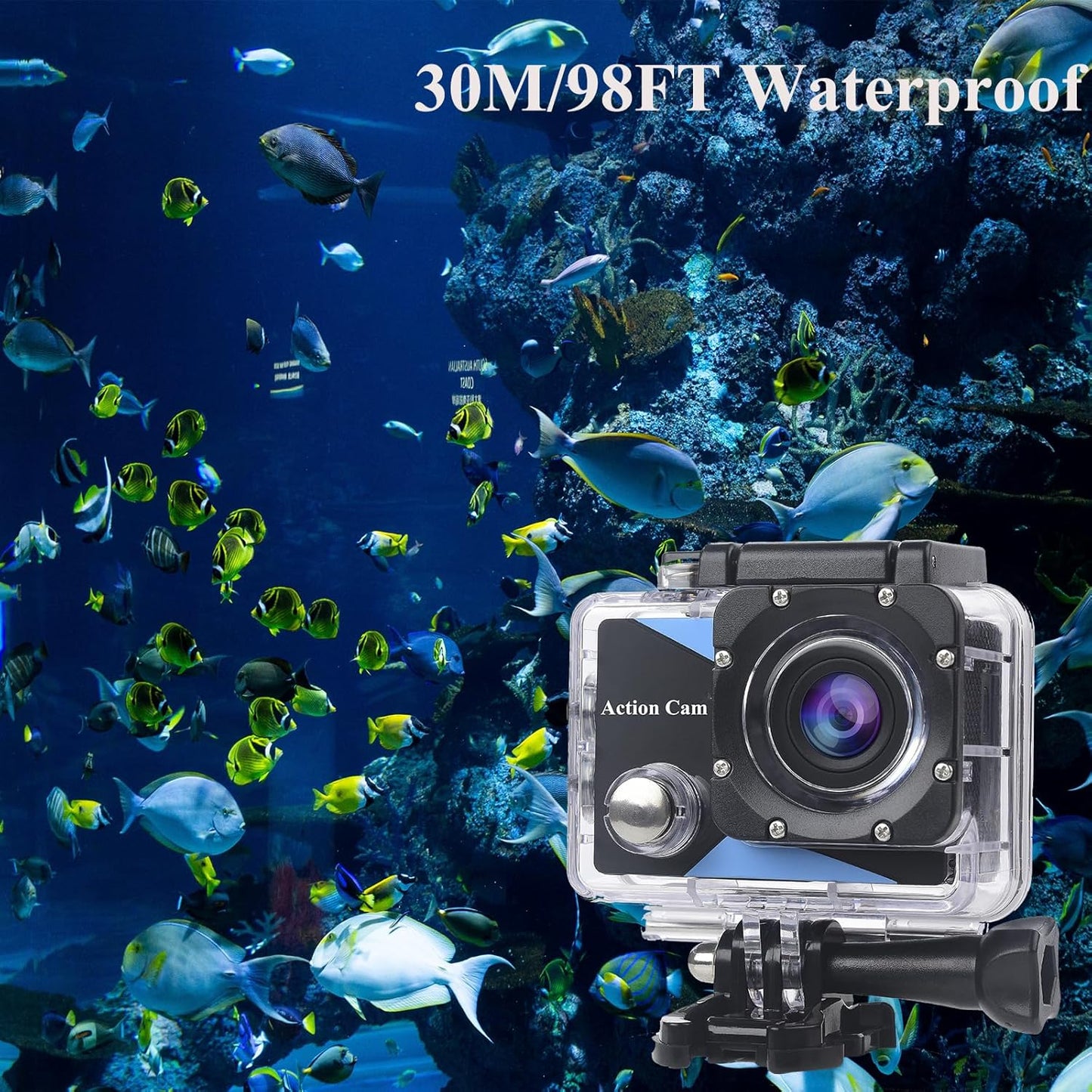 Nvgfelis Action Cam FHD 1080P, 140 Grad,Unterwasserkamera 30M wasserdicht,