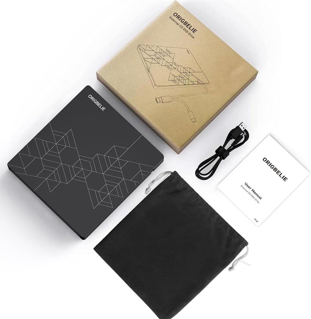 ORIGBELIE 6 in 1 Externes CD DVD Laufwerk, USB 3.0 Externer DVD Brenner