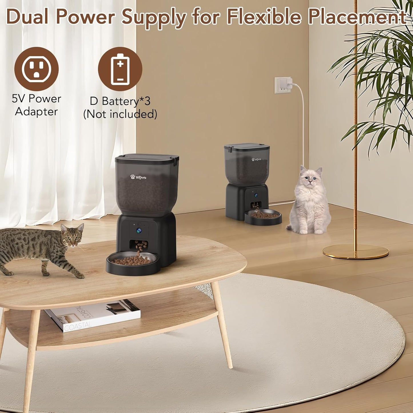 Olfjurk Smart Automatischer Futterautomat Spender für Haustier Katze/Hund 4L