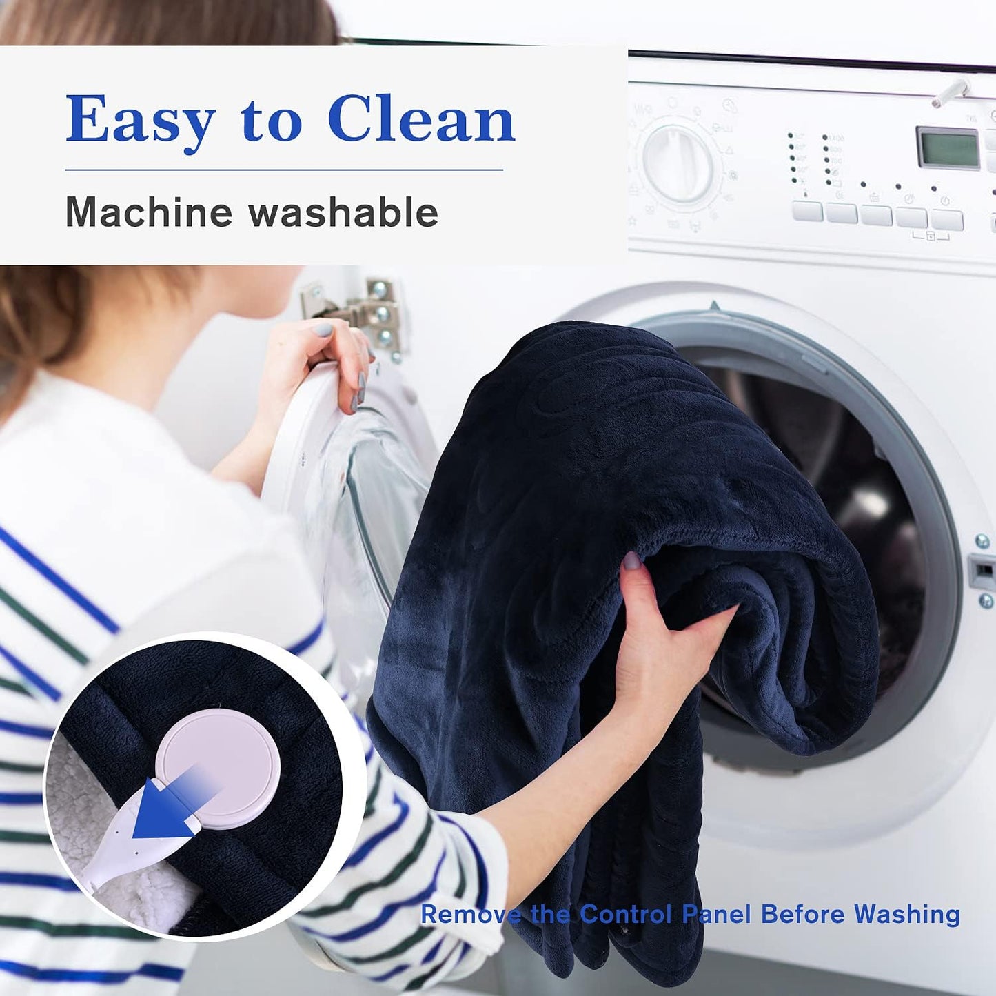 OneAmg Heizdecke mit Abschaltautomatik 6 Temperaturstufen mit 2-10 Timer Blau