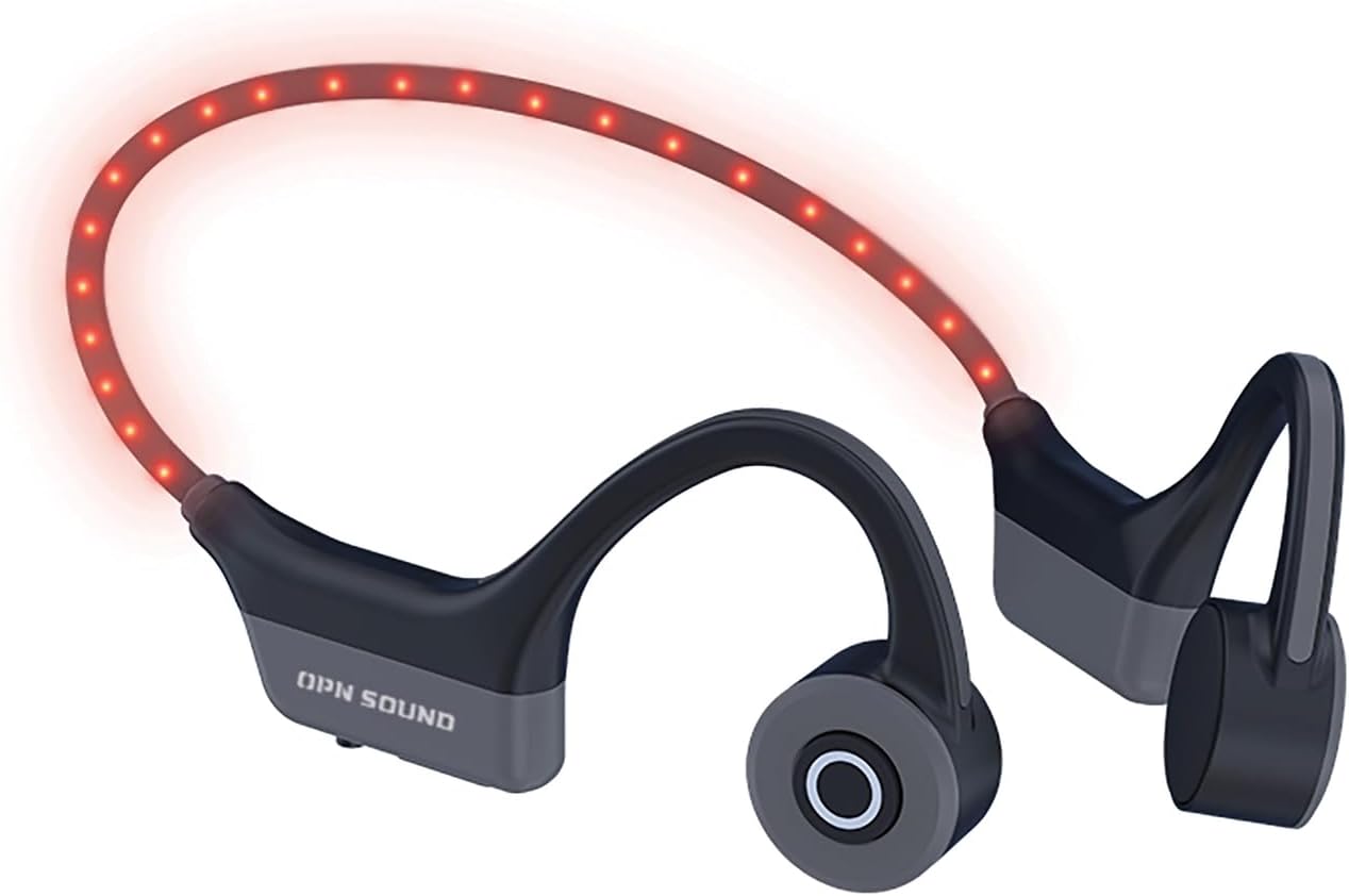 OPN Sound Dashlyte Kopfhörer mit Knochenleitung, Bluetooth, freie Ohren, LED-Lichter IPX5, für Sport Laufen