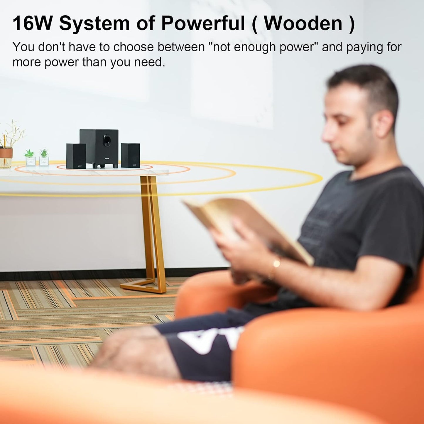 OROW PC Lautsprecher,16W 2.1 mit Subwoofer USB HI-FI Stereo