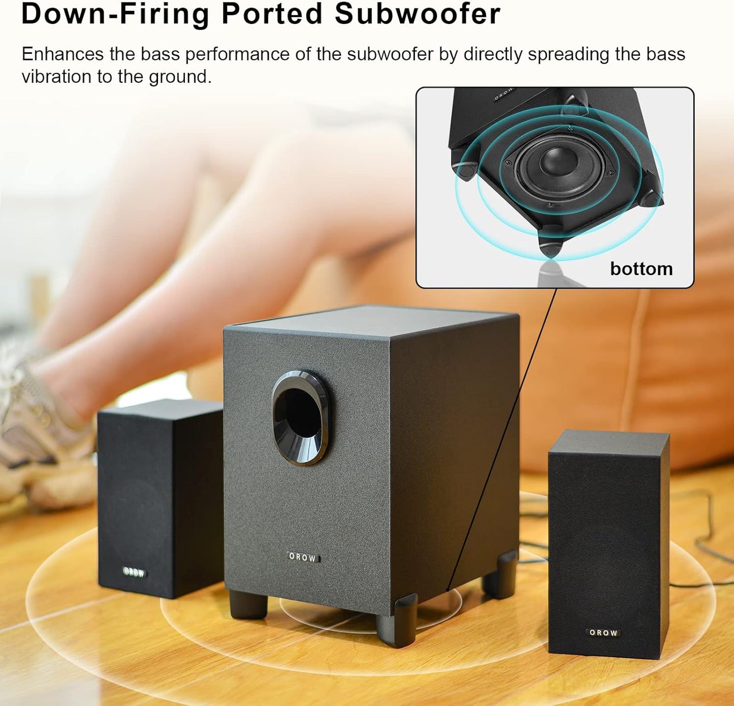 OROW PC Lautsprecher,16W 2.1 mit Subwoofer USB HI-FI Stereo