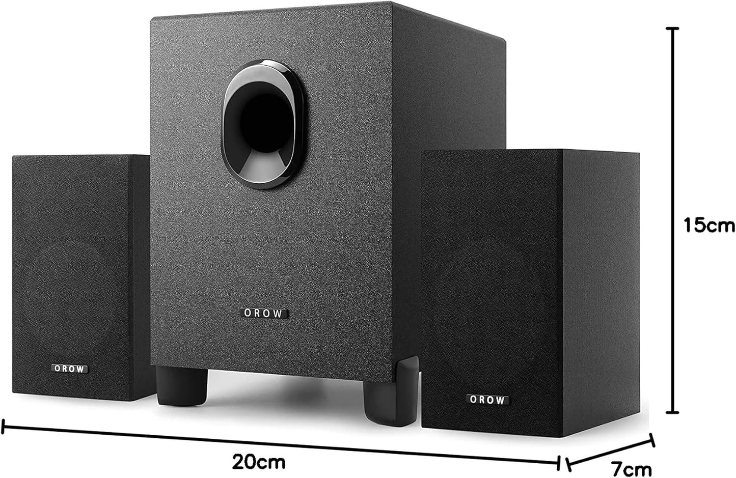 OROW PC Lautsprecher,16W 2.1 mit Subwoofer USB HI-FI Stereo