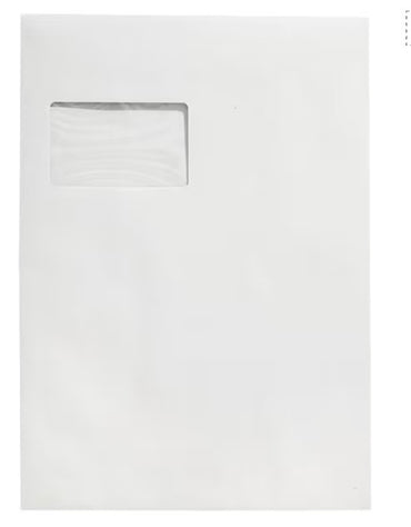 OTTO Office Recycling-Briefumschläge Nature, C4 100 g/m² mit Fenster, selbstklebend - 250 Stück