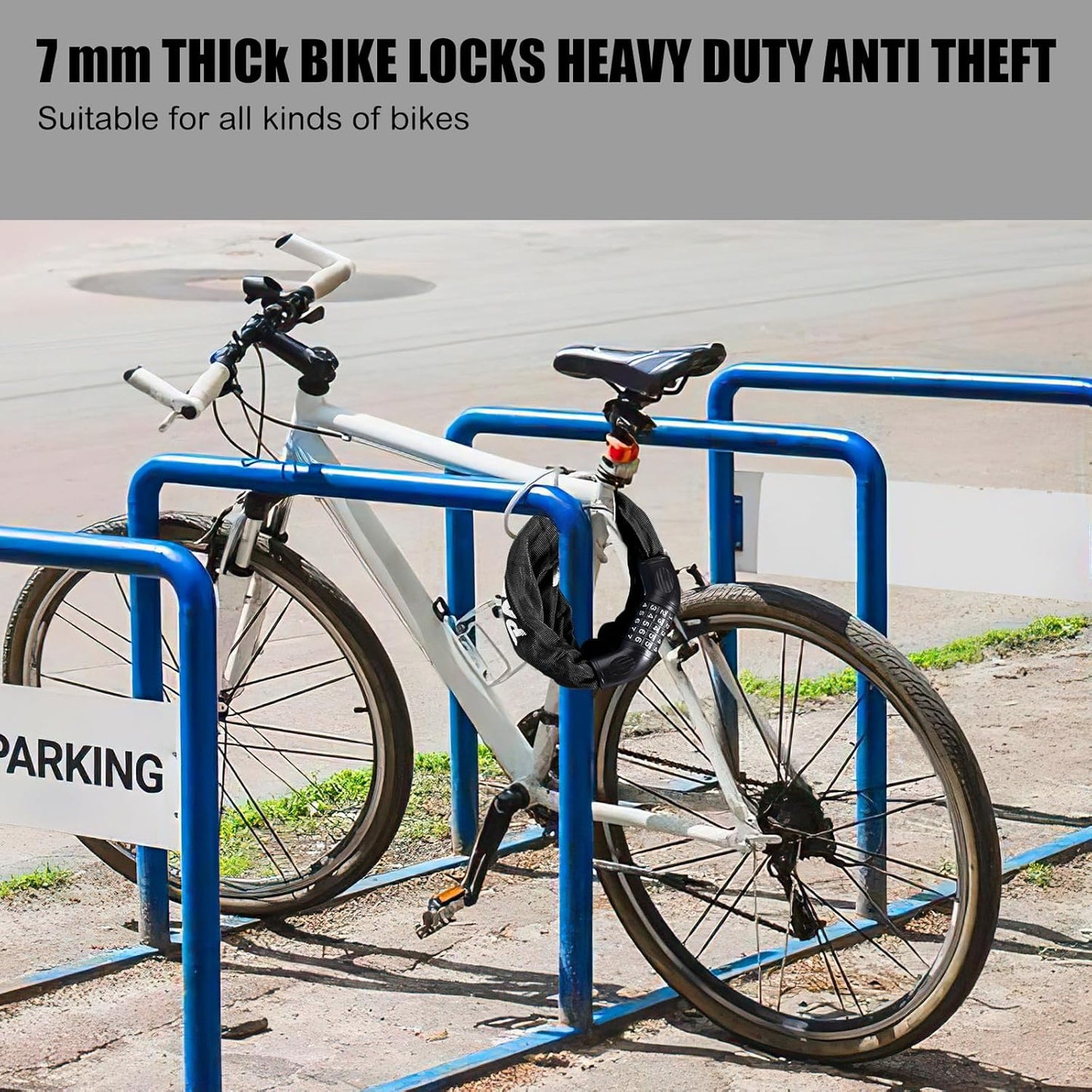 2 X PAEFIU Fahrradschloss Hohe Sicherheit, 7mm Starke Kettenschloss Mit 5-Stelliger Zahlencode Fahrradschloss Zahlenschloss Für Fahrräder Motorräder Roller