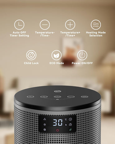 PALINTH Keramik Heizlüfter mit Thermostat, Energiesparend, 1500W,3 Modi,8H Timer