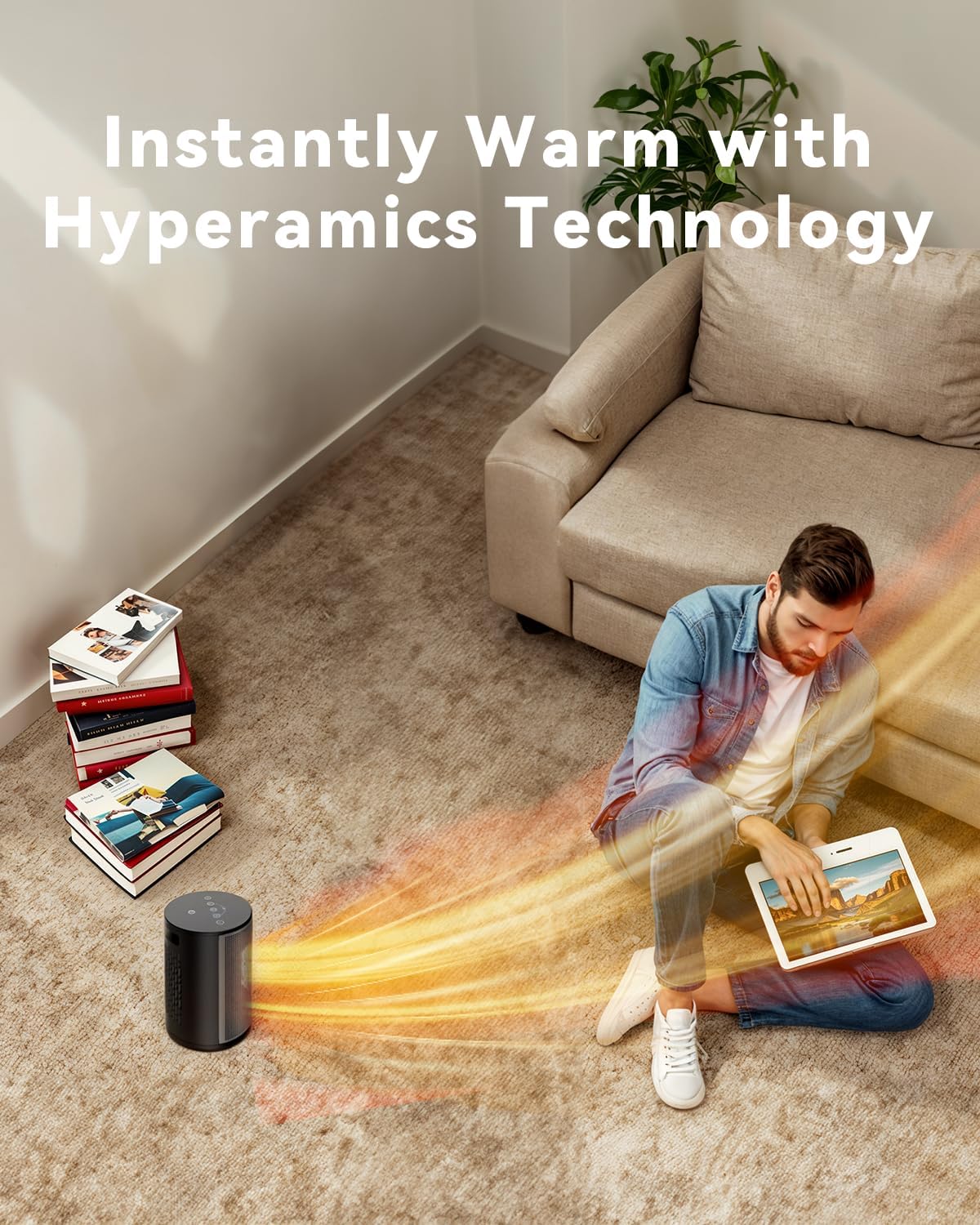 PALINTH Keramik Heizlüfter mit Thermostat, Energiesparend, 1500W,3 Modi,8H Timer