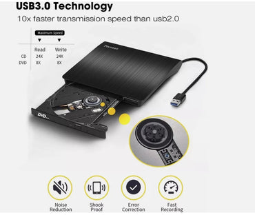 Pecosso BT638 Lecteur CD/DVD externe USB 3.0