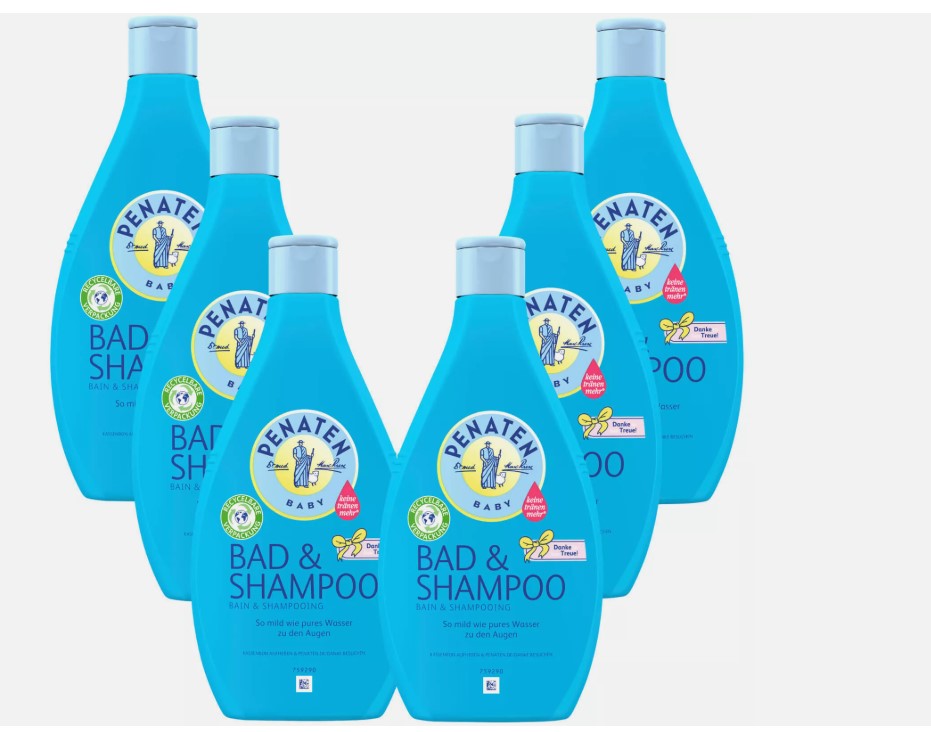 6 X 400ml Penaten Baby Bad und Shampoo Parfümfrei Pflege keine Tränen