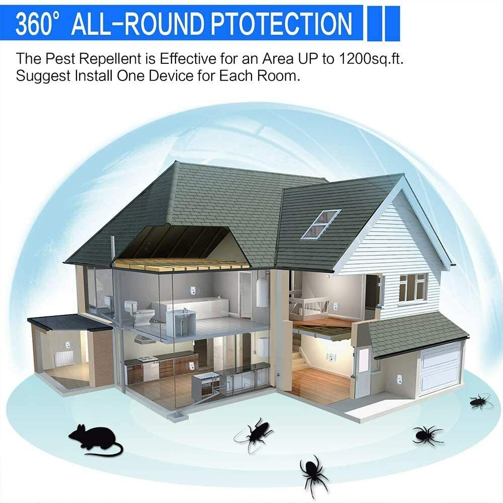 4X AERB Ultraschall Schädlingsbekämpfer Pest Repeller für Hause Mäuse Kakerlake