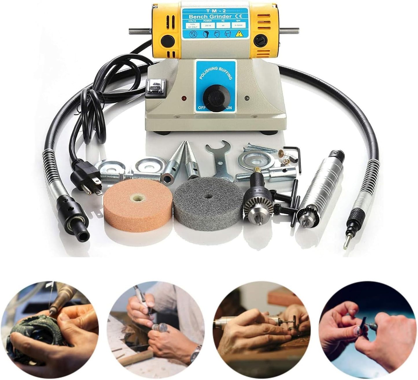 Phocee Nne Tischpolierer Poliermaschine schmuck 350W Kleine Desktop-Jade-Schneid- und Poliermaschine