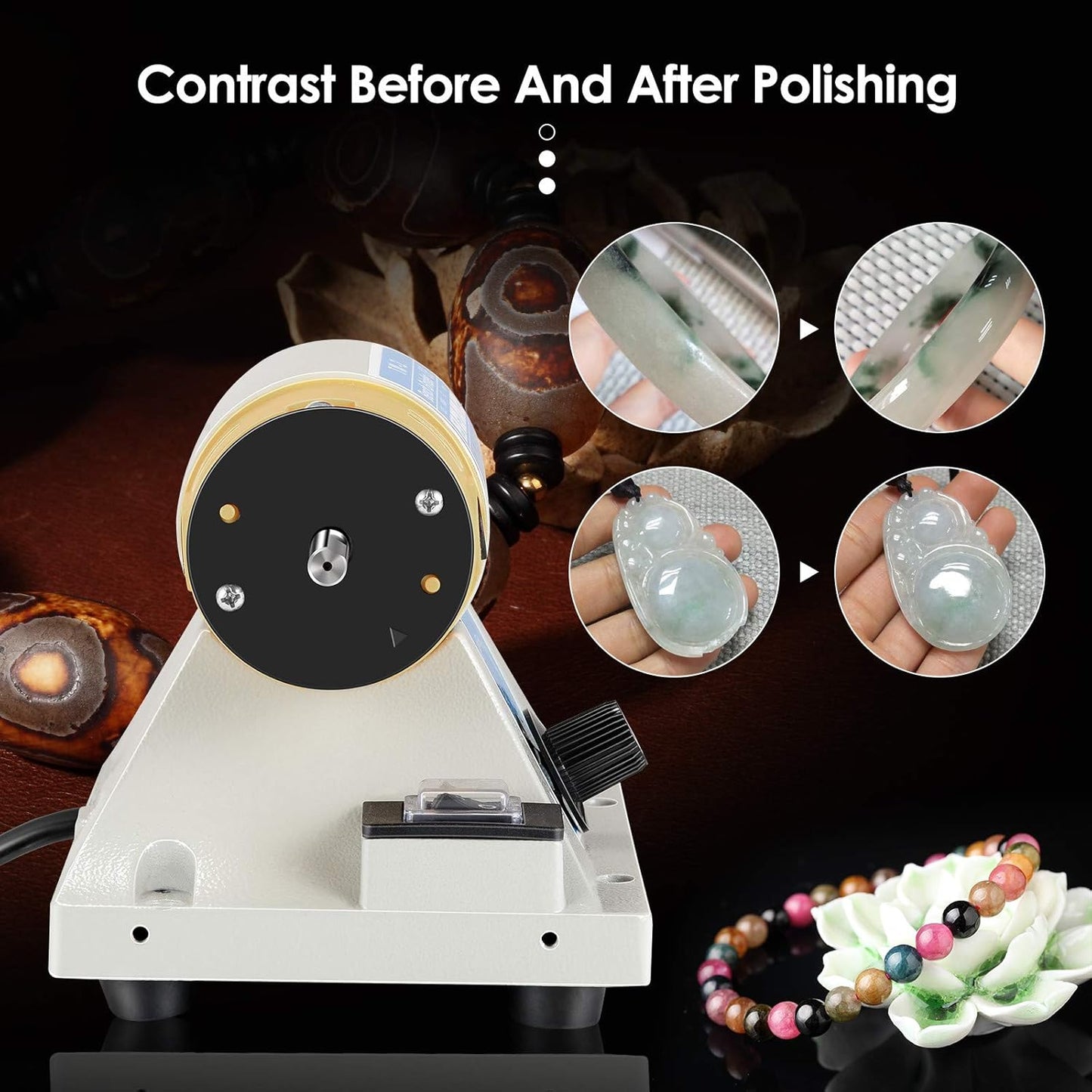 Phocee Nne Tischpolierer Poliermaschine schmuck 350W Kleine Desktop-Jade-Schneid- und Poliermaschine