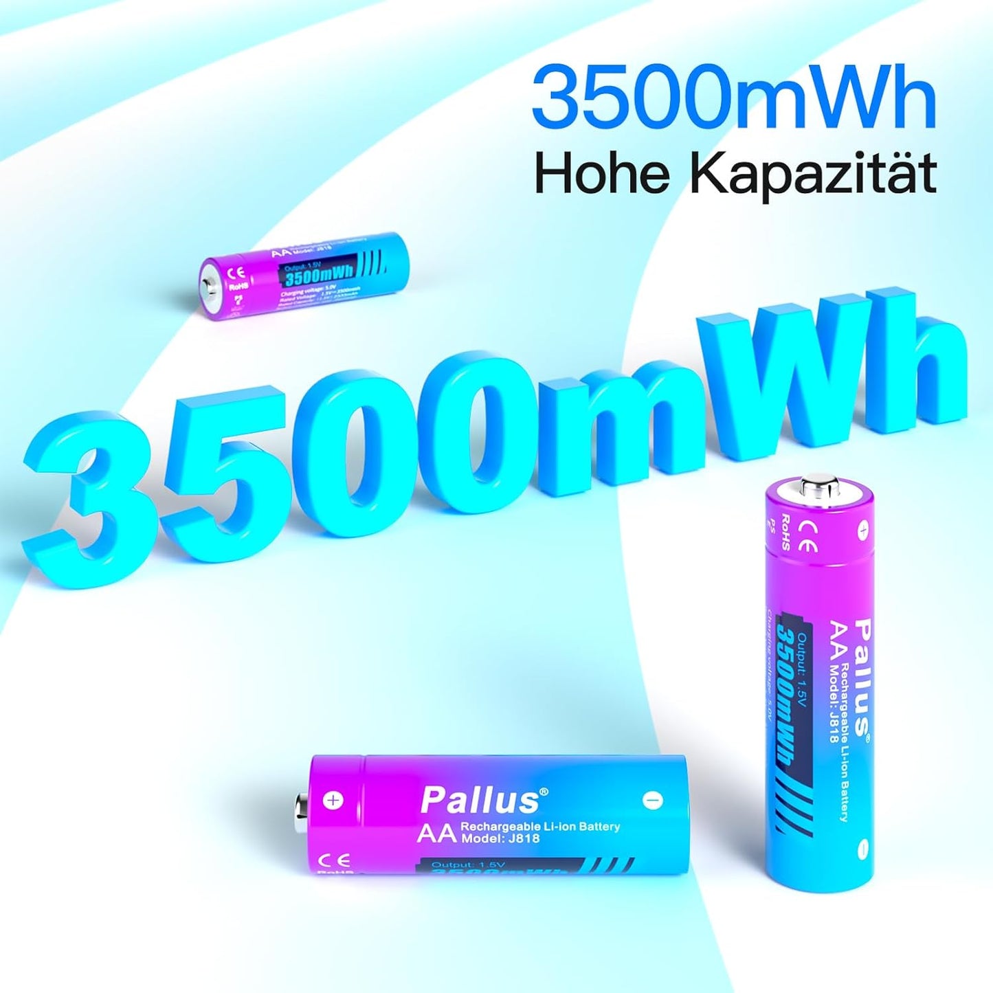 Pallus AA Lithium 1,5V 8 Stücke Akku mit Ladegerät Wiederaufladbarer