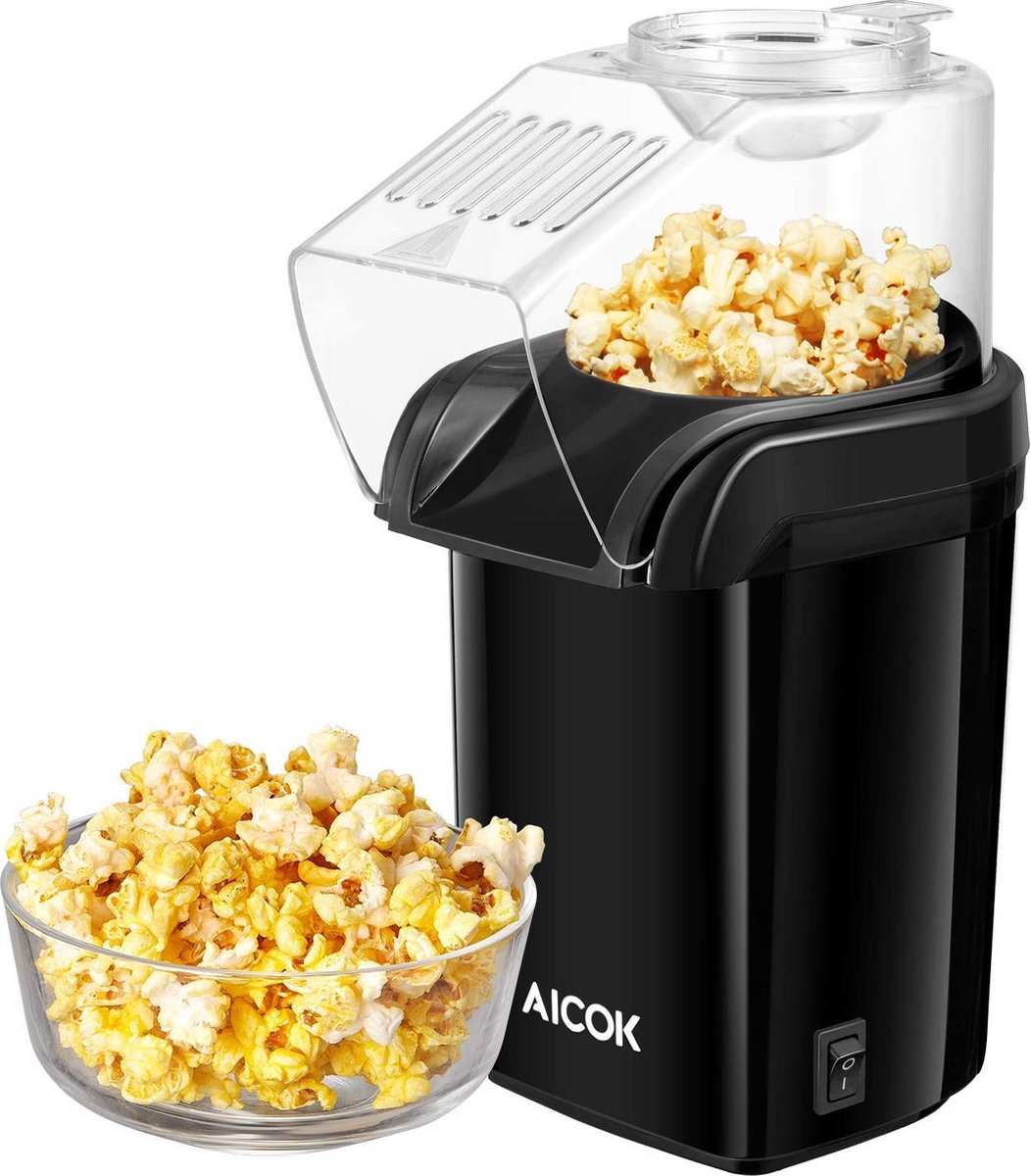 Aicok Popcornmaschine 1200 W. Mit abnehmbarem Messbecher. Abnehmbarer Deckel