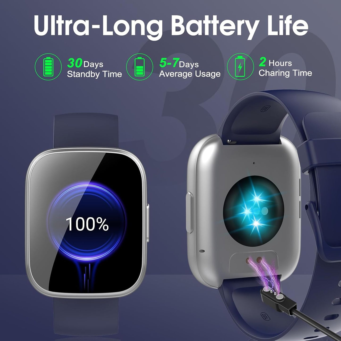 Puqo Smartwatch Herren Damen, 1,95" HD Fitnessuhr mit Telefonfunktion, 112+ Sportmodi