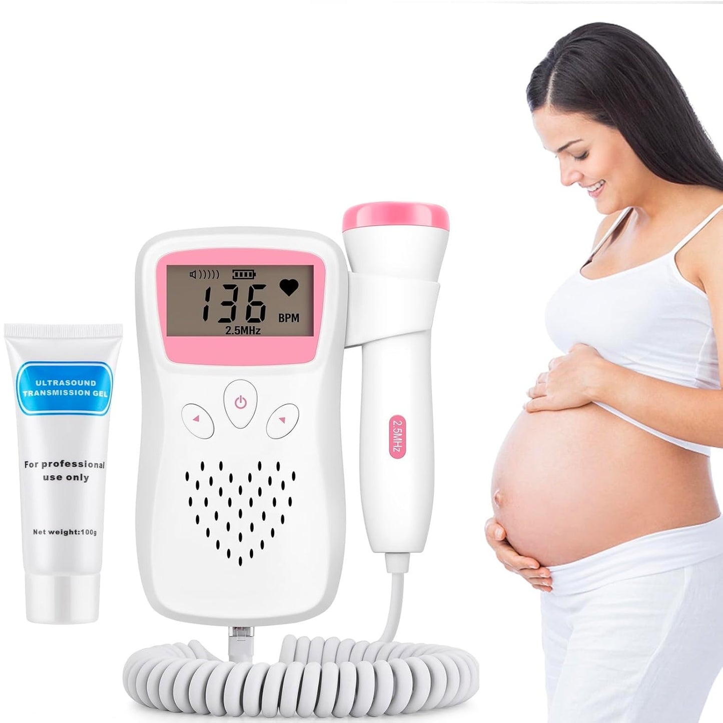 Fetal Doppler pink mit 2.5 MHz Sonde + 100 g Ultraschall Gel