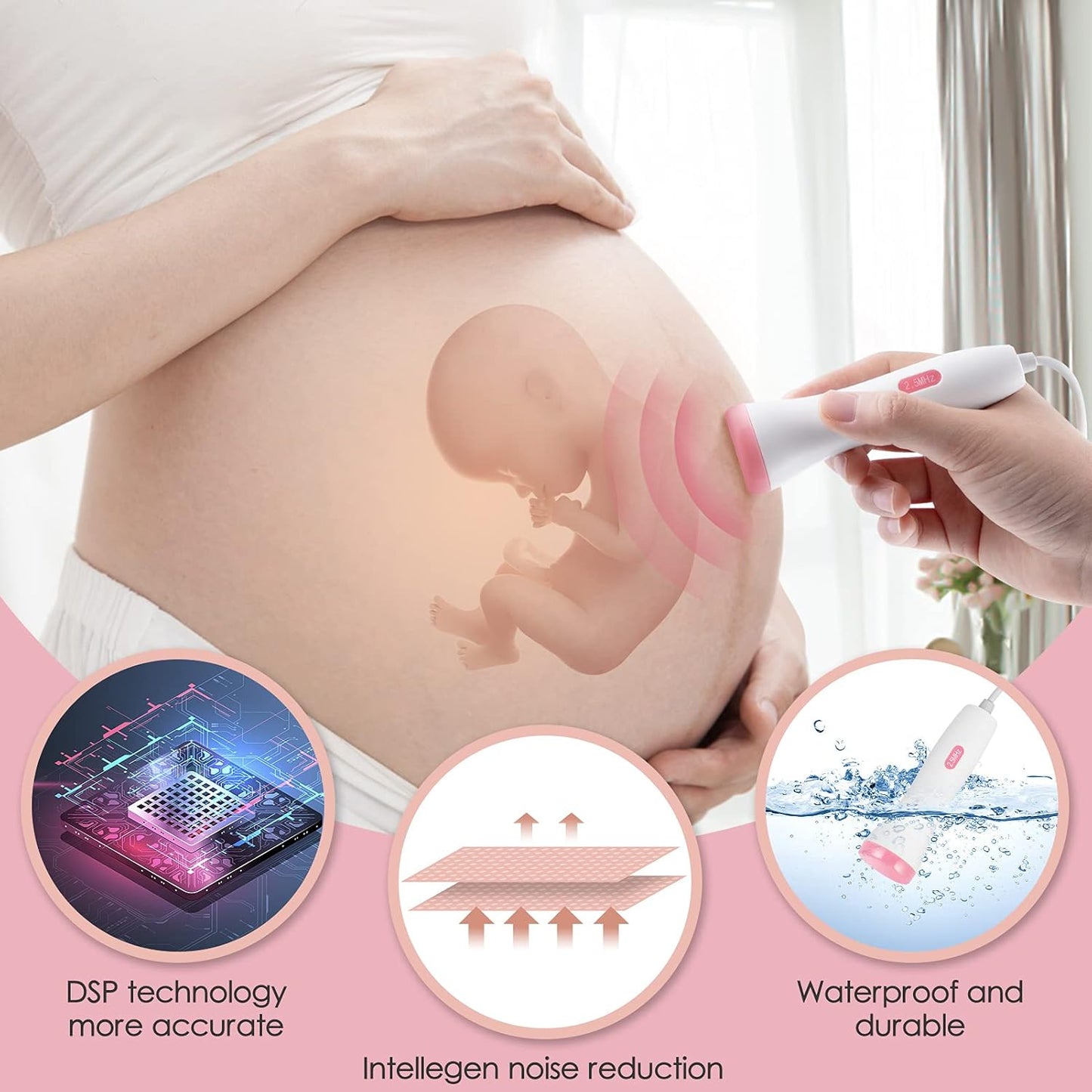 Fetal Doppler pink mit 2.5 MHz Sonde + 100 g Ultraschall Gel