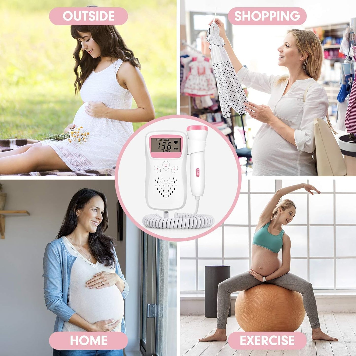 Fetal Doppler pink mit 2.5 MHz Sonde + 100 g Ultraschall Gel