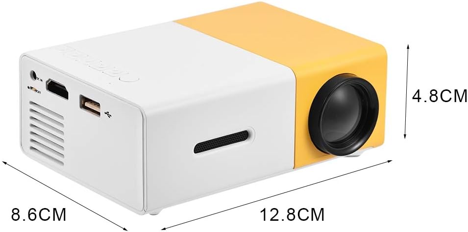 Mini Beamer projektor, Heimkino Tragbarer LED-Projektor HD HDMI Multimedia-Spiele Heimkino-Filmprojektor (Gelb/Weiß)