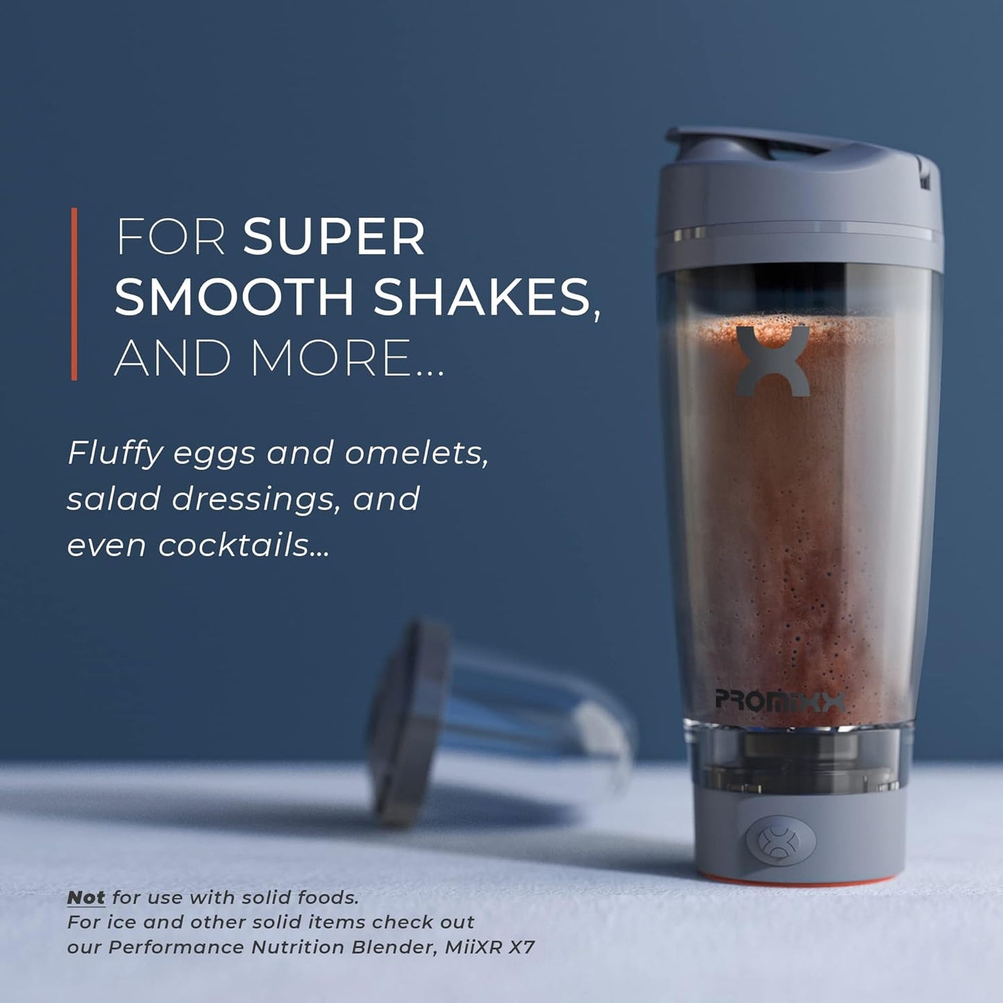 Promixx PRO Shaker Flasche für glatte Protein Shakes,BPA-frei, 600ml, Silber/Grau