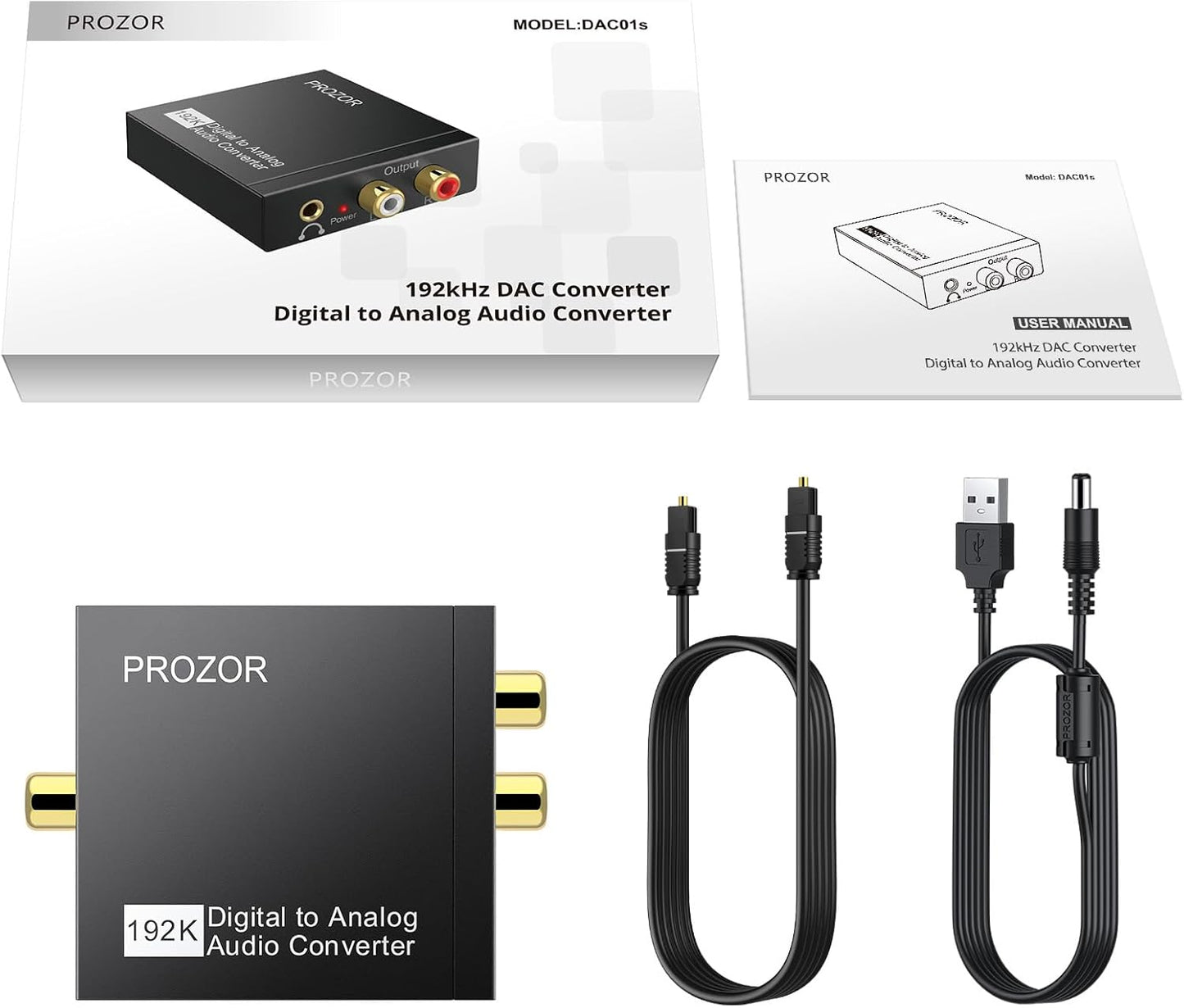 PROZOR Da Wandler Optisch auf Cinch Audio Adapter Toslink auf Klinke Aux