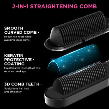 PARWIN PRO BEAUTY Haarglätter Bürste,Ionen Mit LED-Anzeige (Schwarz)