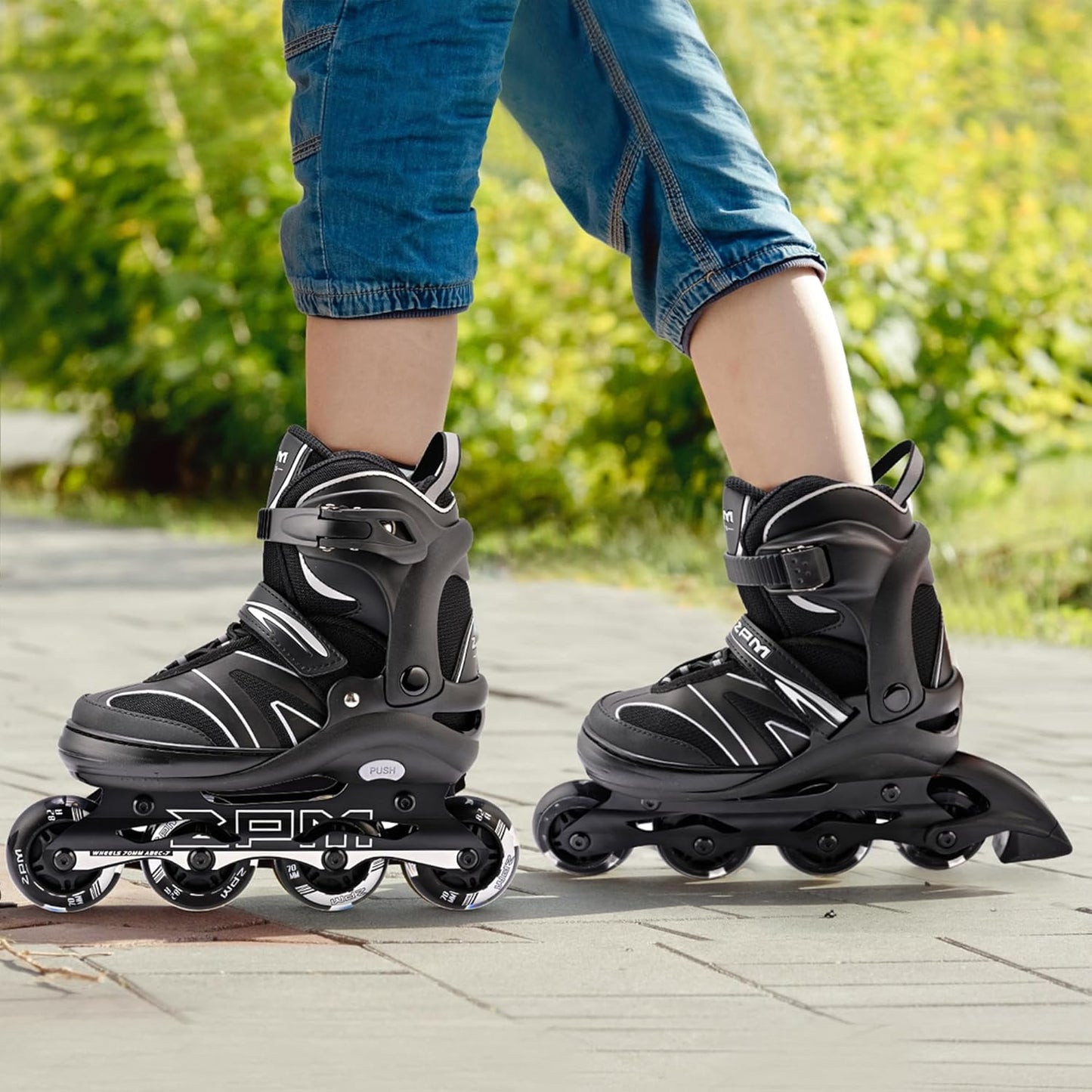 2PM SPORTS Verstellbare Inline-Skates Rollschuhe für Kinder Grau Medium(EU 34-37)