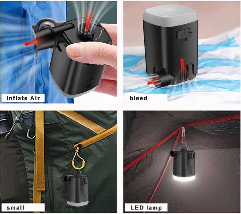 Tragbare Luftpumpe für Aufblasbares, 4000 mAh, USB-aufladbare,LED-Licht