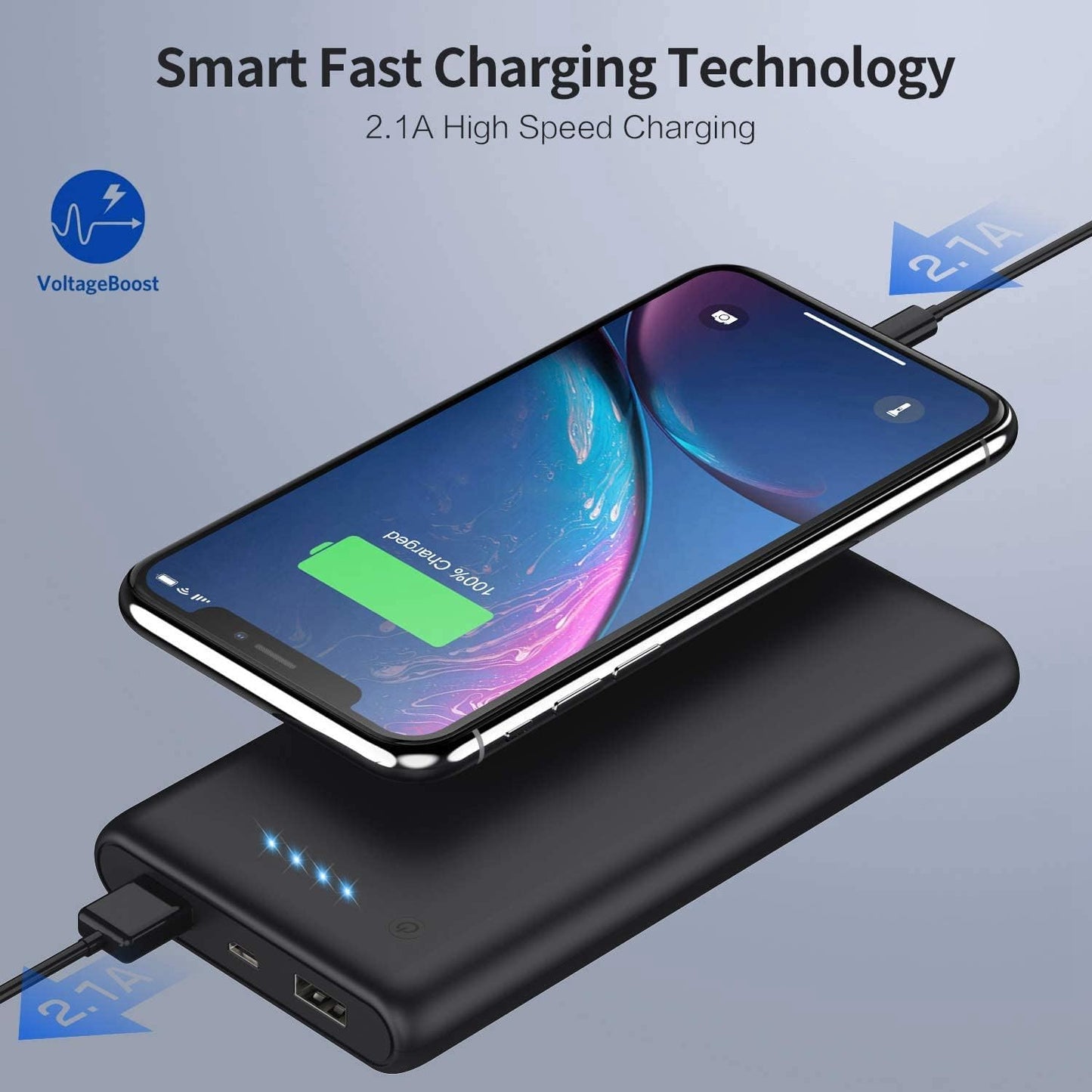 Powerbank, 26800 mAh Tragbares Ladegerät 2 USB-Ausgänge