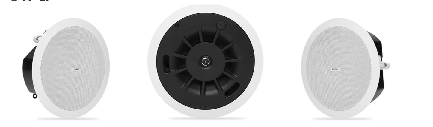 Enceinte de plafond QSC AD-C4T-LP 4" 2 voies, profil bas, transformateur 70/100 V, blanc, la paire