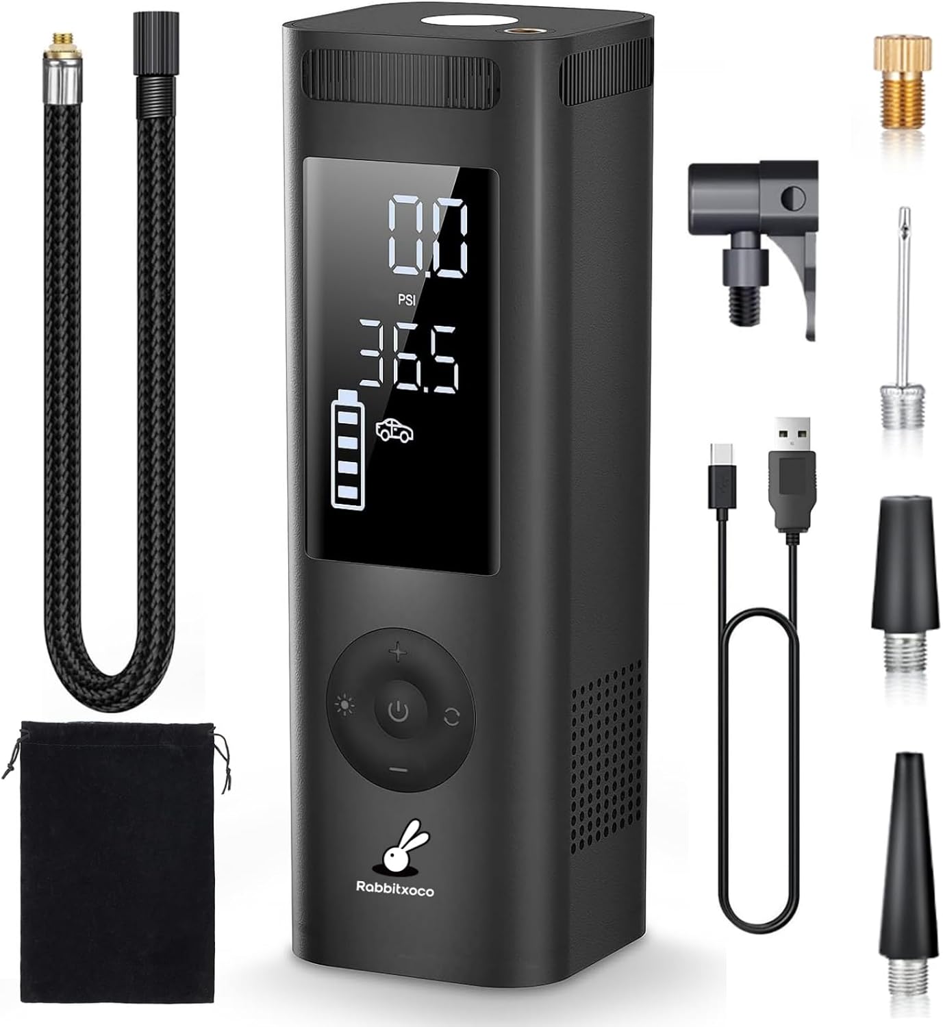 Rabbitxoco Elektrische Luftpumpe für unterwegs, 150 PSI, 7800 mAh, wiederaufladbar
