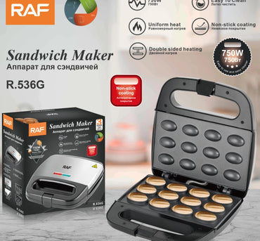 RAF Elektrischer Nussbäcker Waffeleisen für 12 Waffelnüsse 750W Antihaftbeschichtung