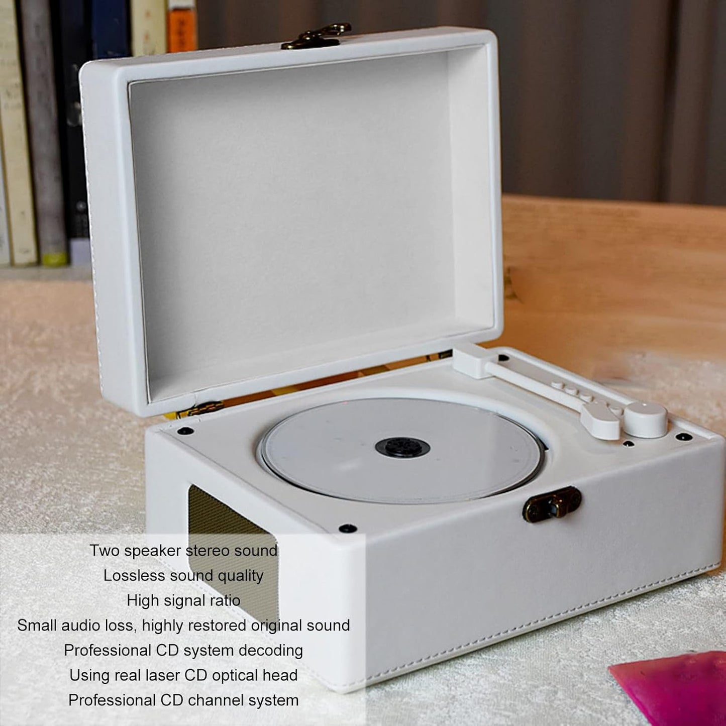 Vintage Retro CD Player Kinder mit Bluetooth, Fernbedienung Wiederaufladbarer weiß