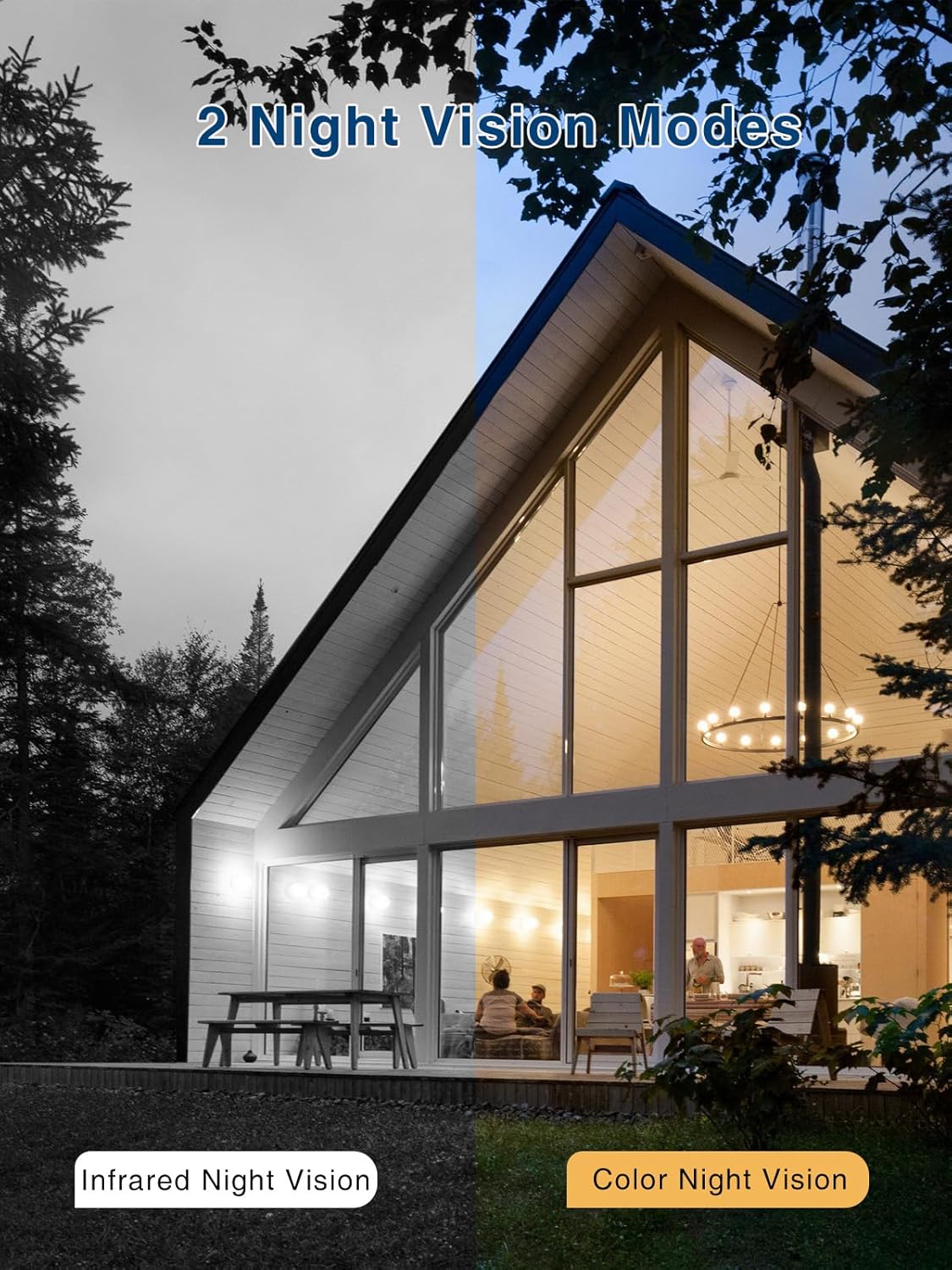 Reobiux Überwachungskamera 2K/6MP Outdoor mit Doppelobjektiv, Schwarz