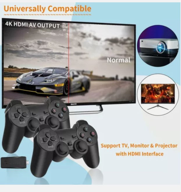 Retro-Videospielkonsole 4K HD TV Game Stick + 2 Wireless Controller